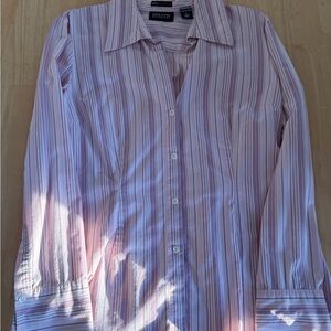 Vintage New York & Company Light Pink Striped Casual Shirt